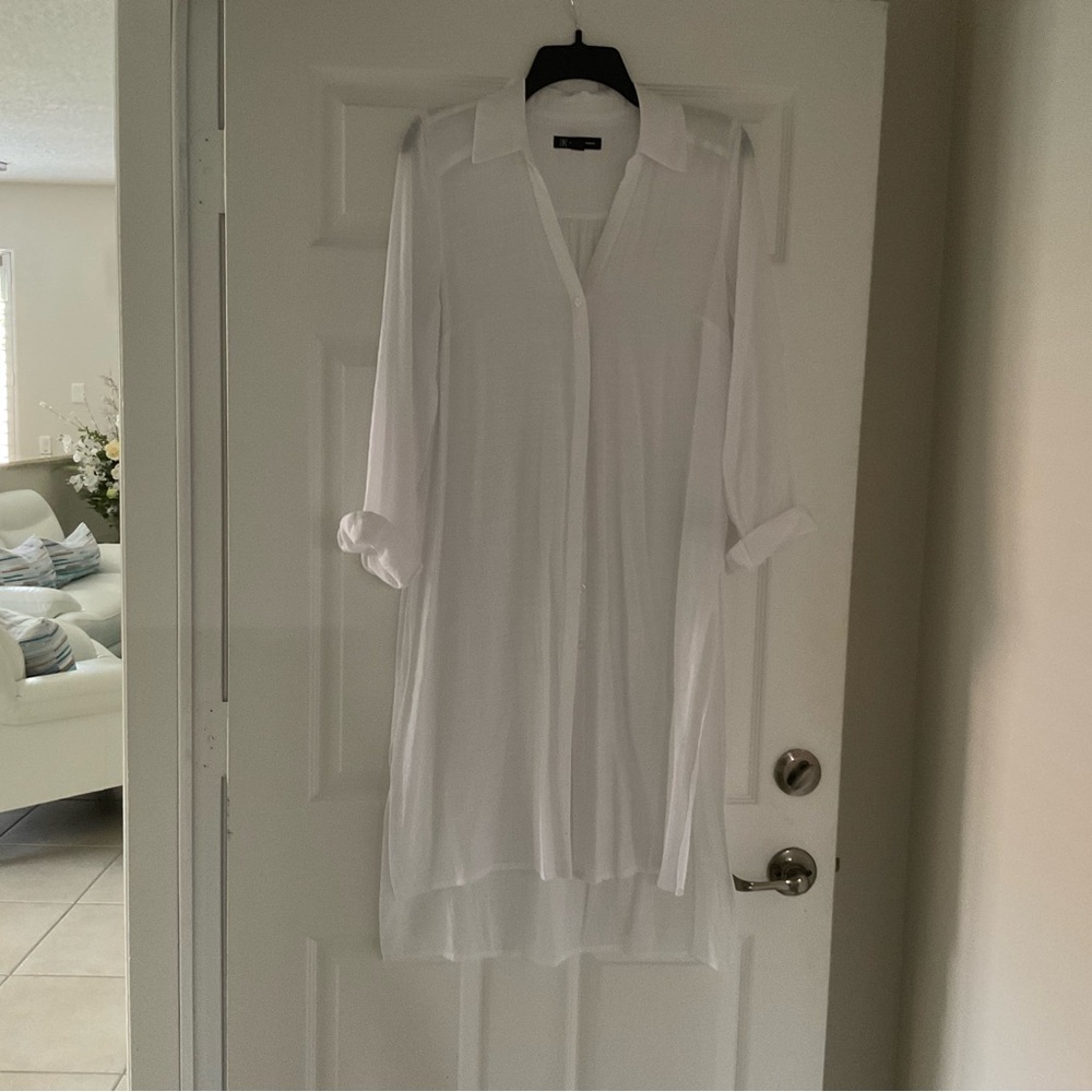 White Button-Up Shirt Dress